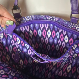 Vera Bradley Crosstown Tote Shoulder Bag Purple Lilac Tapestry Retired Pattern thumbnail 9