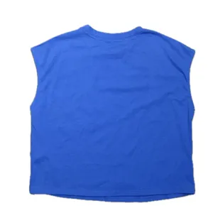 NWT Tankaneo Blue Cap Sleeve Crop Tank Top Pocket Crewneck Casual Small thumbnail 4