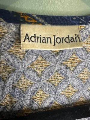 Vintage Adrian Jordan Boho Jacket XL Indigo Tribal Print Shoulder Pads 90s thumbnail 4