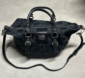 Coach Signature Madison Satchel Crossbody Purse Black Monogram *NO HANG TAG thumbnail 1