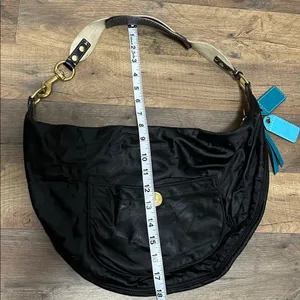 Coach Vintage Black Hobo Bag with Gold Accents thumbnail 8