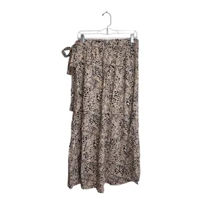Maurices Animal Print High Rise Faux Wrap Midi Skirt Tan Black thumbnail 7