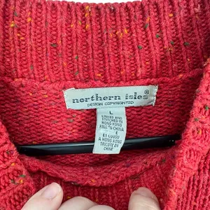 Vintage Northern‎ Isles Red Snowman Mock Neck Knit Sweater Women's L Holiday thumbnail 6