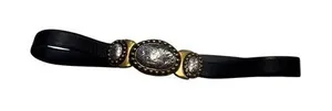Chicos Womens Black Leather Belt W/ Two-Tone Decorative Buckle S/M SKU 6989 thumbnail 1