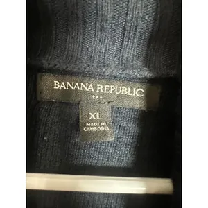 Banana Republic Navy Blue Pointelle Diamond Knit Turtleneck‎ Sweater XL Womens thumbnail 5