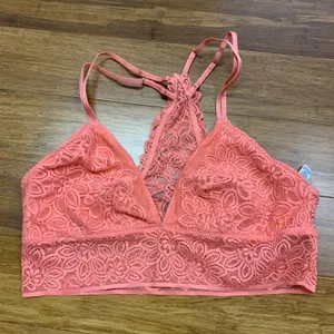 Aerie Lace Bralette Womens Size Medium Pink‎ Racerback Lined Floral Comfortable thumbnail 1