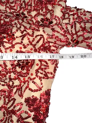 Sherri Hill Red Sequin Rhinestone Long Sleeve Cut-Out Back Mini Dress 6 thumbnail 6