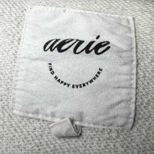 Aerie Womens‎ Size Small Oversized Ribbed Side Crewneck Sweatshirt Ivory Lounge thumbnail 4