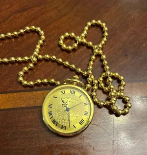 Fashion gold tone watch necklace la barom for parts untested thumbnail 1