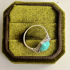 Bohemian Style Turquoise Square Titanium Steel Statement Ring Size 6 Blue thumbnail 4