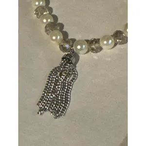 G by Gennaro Bracelet NWT Faux Pearl Crystal Beaded Silver Tassel Stretch thumbnail 3
