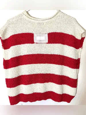 Zenana Outfitters Knit Sailor Striped Sweater Top Ruby Pullover S/M thumbnail 3