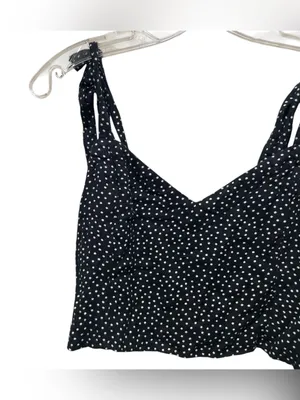 Abercrombie & Fitch Tie Strap Crop Tank Top Black Polka Dot Women’s Size Large thumbnail 3