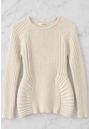 Sundance ribbed off white fitted sweater size xs thumbnail 8