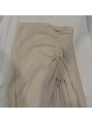Free People Natural Cerine Ruched Midi Skirt Ivory Gauze Size 10 thumbnail 4