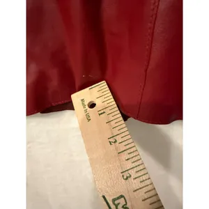 Sigrid Olsen Red Leather Jacket Womens Size 10 Full Zip Collared MIMU8967C thumbnail 5