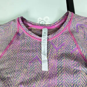 Lululemon Swiftly Tech Long Sleeve Crew Shirt Chevron Knit Purple Yellow Size 6 thumbnail 16