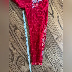 Johnny Was Long Sleeve Tunic Lightweight Red Embroidered Large V Neck Floral thumbnail 6