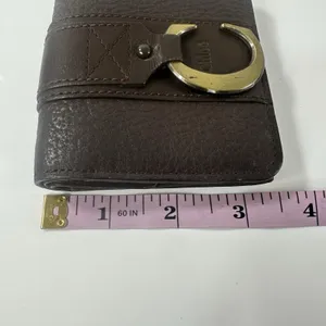 Chloé Wallet Womens One Size Brown Leather Chain C Logo Trifold Wristlet thumbnail 16