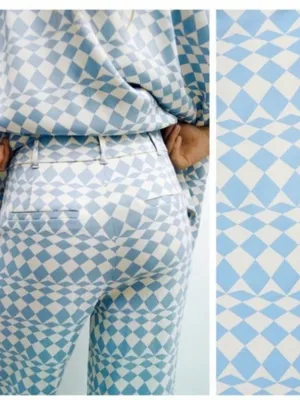 NWOT ZARA SATIN Blue and white Pants thumbnail 5