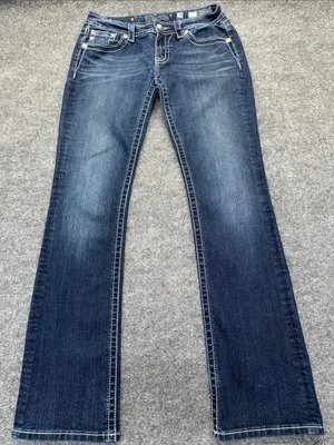 Miss Me Dark Blue Flare Jeans with Contrast Stitching thumbnail 1