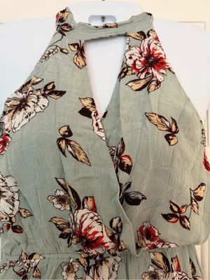 Onetheland Sage Floral Halter Maxi Romper Boho Size S thumbnail 3