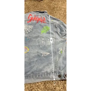 Brooklyn Cloth Savage Graphic Denim Jacket Light Wash Blue XL Streetwear Trucker thumbnail 7