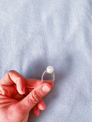 Large Ring Sculpture with Pearl And Crystals - Cocktail Pearl Ring thumbnail 3