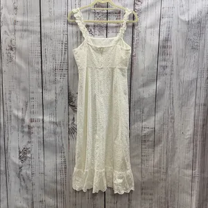 Lulu's Sincere Sweetheart White Cream Eyelet Lace Ruffled Midi Dress Size Medium thumbnail 8