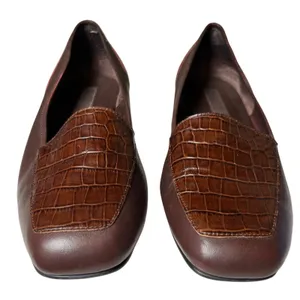 Enzo Angiolini‎ Brown Leather Croc Embossed High Vamp Loafers Women's 10.5N thumbnail 4
