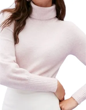 J.Crew M Heathered Pink Extra-Soft Yarn Puff-Sleeve Turtleneck Sweater Knit Top thumbnail 1