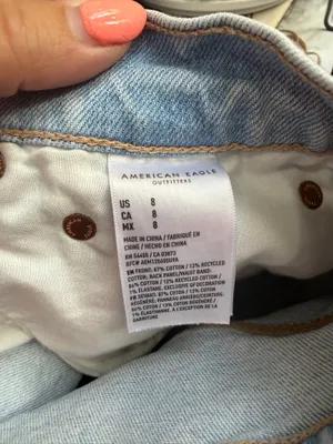 American Eagle Women’s Size 8 Light Wash High Rise Distressed Denim Shorts thumbnail 3