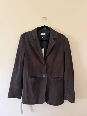 Reformation Veda Leon Oversized Brown Suede Blazer NWT sz XS Ret $548 thumbnail 4