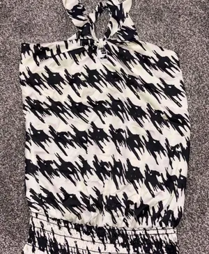 Contemporary white and black houndstooth halter top medium thumbnail 1