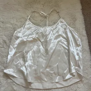 Satin lace tank top White thumbnail 1