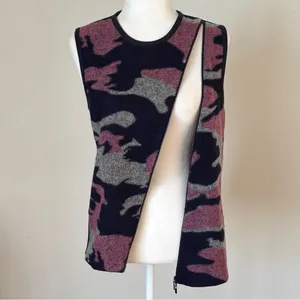 Paniz Wool Camouflage Asymmetrical Zip Vest Size Large thumbnail 2