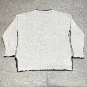 Papillon Womens XL Oatmeal Blanket Stitch‎ Cable Knit Pocket Sweater Minimalist thumbnail 4