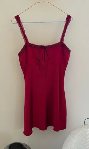 Nordstrom Mini Red Silk Dress thumbnail 1