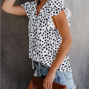Elegant Black and White Spotted Women's Blouse thumbnail 3