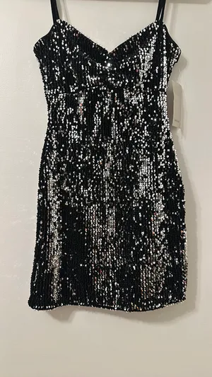 ZARA Black Sequin Mini Dress thumbnail 9