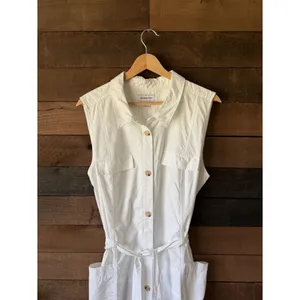 Vintage White Button Front Shirt Dress Liz Claiborne Minimal Utility Midi Dress thumbnail 6