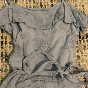Francesca’s embroidered lace layered romper with belt thumbnail 2