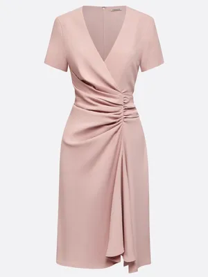 NWT Ruched Wrap Midi Dress in Blush Pink thumbnail 2