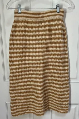 POL knit striped sweater style midi skirt‎ size small tan cream thumbnail 1