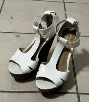 Steve Madden Women White Platform Wedges Sandals‎ size 8 thumbnail 1