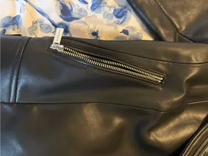 Michael Kors Women’s Black Leather Moto Jacket thumbnail 7