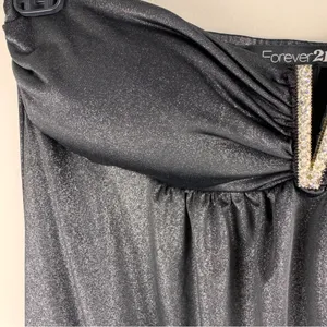FOREVER 21 Black Strapless Top Sz M Rhinestone V Club Date Night‎ Party Rave thumbnail 9