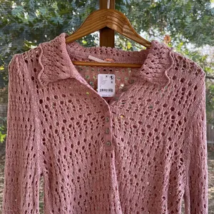 Free People Pointelle Pullover Sweater In Mauve Rose Size L. NEW thumbnail 8