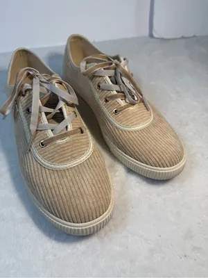Toms Corduroy Carmel lace up sneaker womens 8 thumbnail 3
