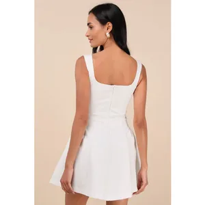 NWOT Lulus Roetta White Sleeveless Pleated Mini Dress Party Cocktail Classy Sz M thumbnail 3